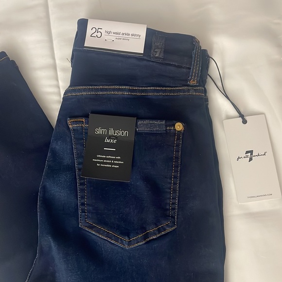 7 for all mankind slim illusion luxe high waist ankle skinny jeans size 25 - Picture 3 of 12
